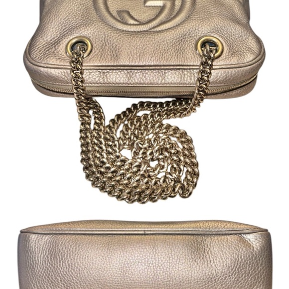 6-25 Preloved Gucci Metallic Silver Gray Leather Shoulder Bag - Picture 6 of 13